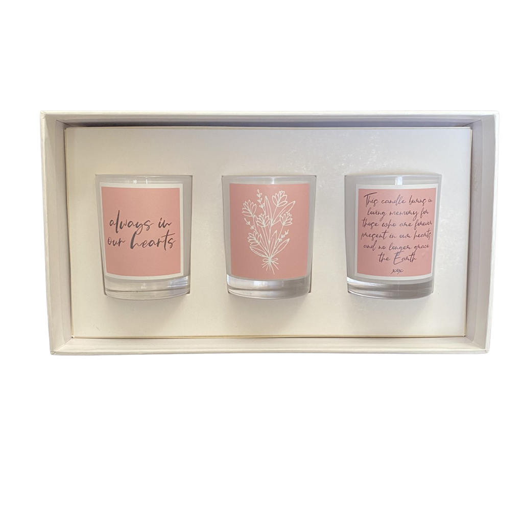 White Trio In Our Hearts Sympathy Candle Pack