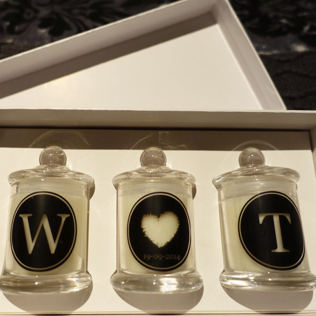 Personalised Trio Candle Heart Pack